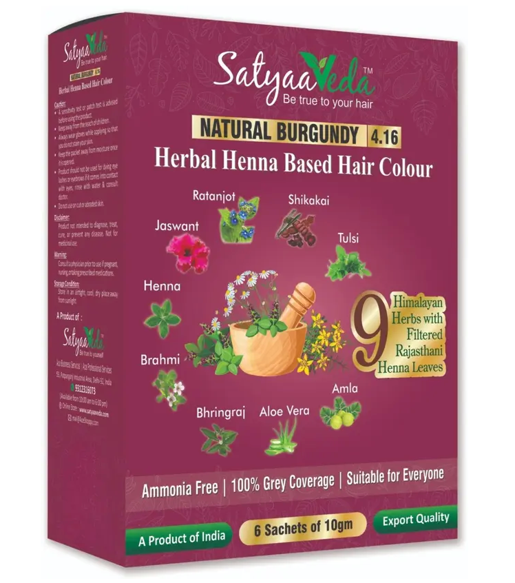 SatyaaVeda Herbal Dark Brown Hair Colour | Ammonia-Free | 60g