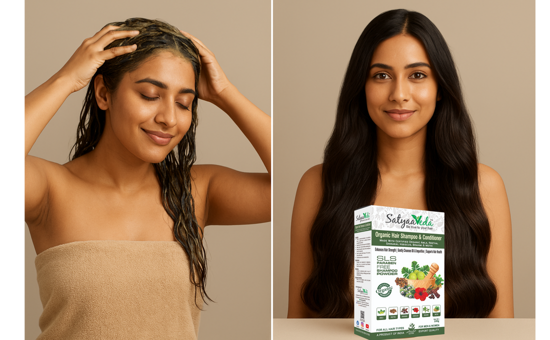 SatyaaVeda Organic Herbal Shampoo &amp; Conditioner Powder – Natural Hair Care