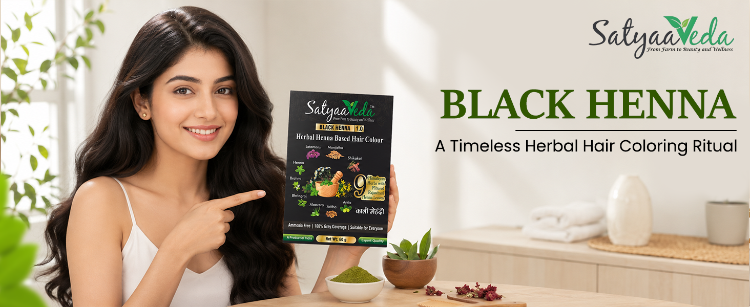 SatyaaVeda Ammonia Free Herbal Hair Colour with 9 Ayurvedic Herbs