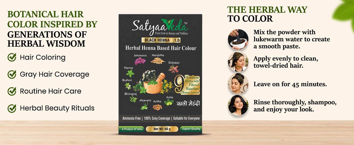 SatyaaVeda Ammonia Free Herbal Hair Colour with 9 Ayurvedic Herbs