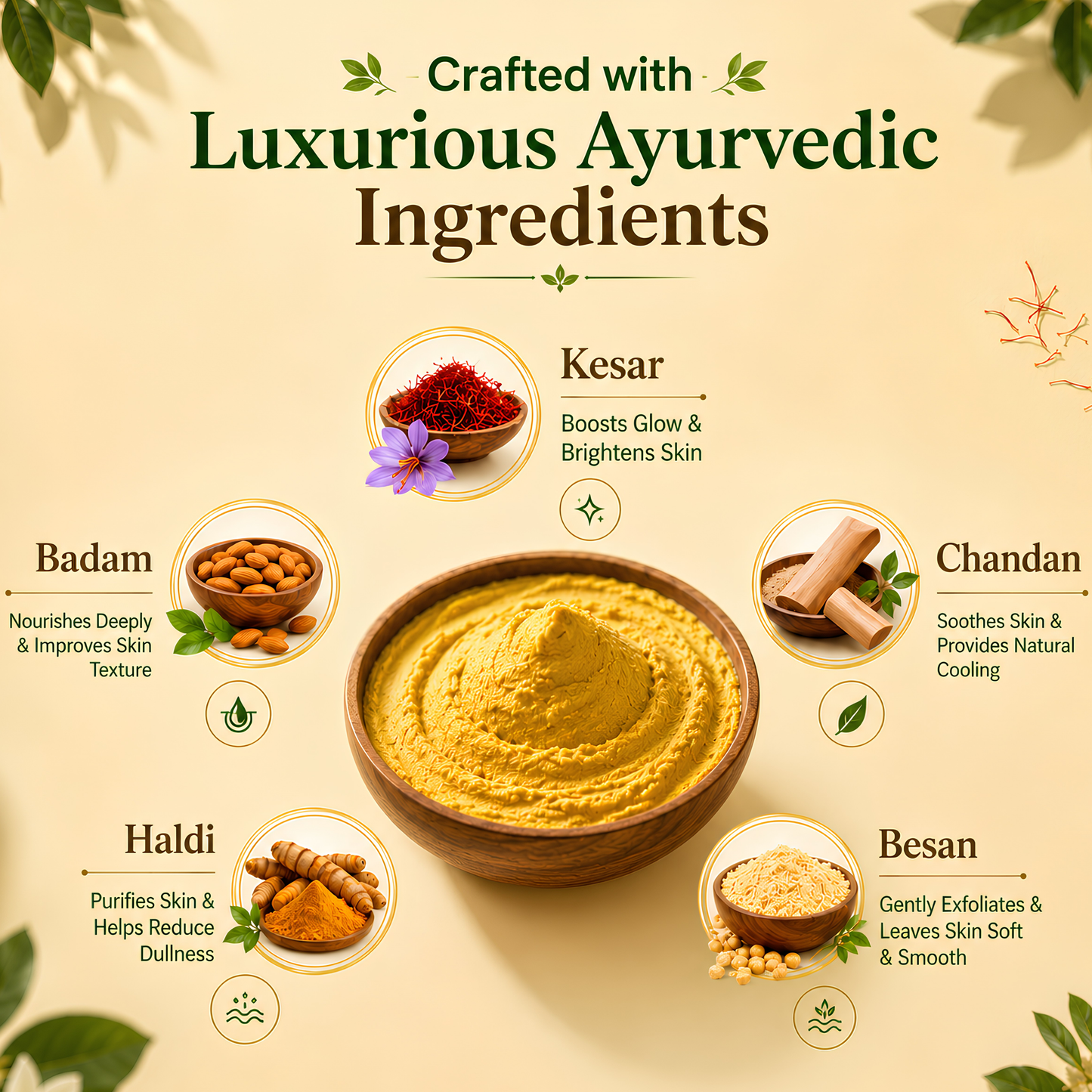 SatyaaVeda Ubtan Face Pack / Body Scrub  | De-Tan, Anti-Acne, Dark Spots Lightening, Instant Face Glow | Chemical-Free Natural Ayurvedic 200g