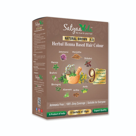 SatyaaVeda Herbal Brown Hair Colour | Ammonia-Free | 60g