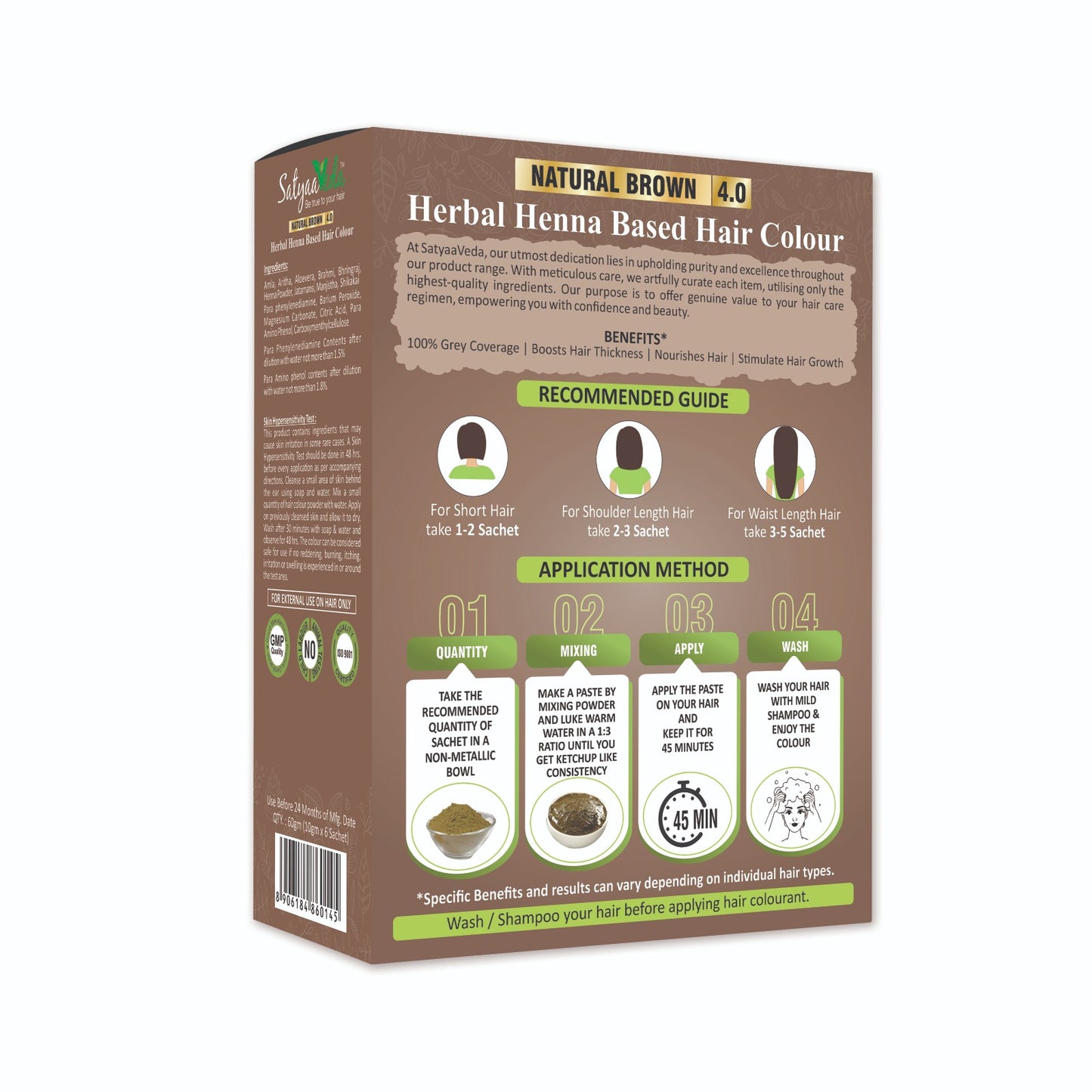 SatyaaVeda Herbal Brown Hair Colour | Ammonia-Free | 60g