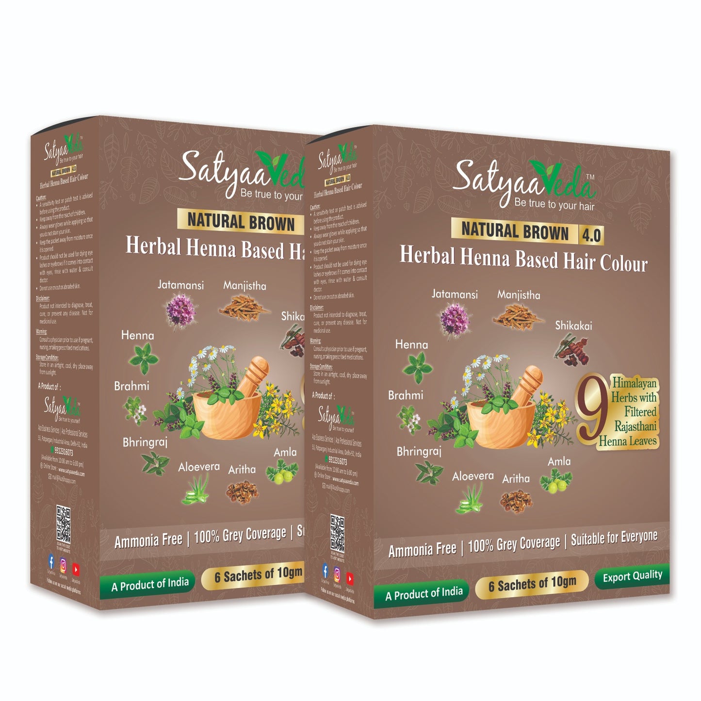SatyaaVeda Herbal Black Hair Colour | Henna-Based Ammonia-Free 60g