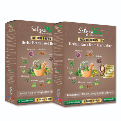 SatyaaVeda Herbal Black Hair Colour | Henna-Based Ammonia-Free 60g