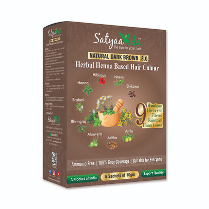 SatyaaVeda Herbal Black Hair Colour | Henna-Based Ammonia-Free 60g