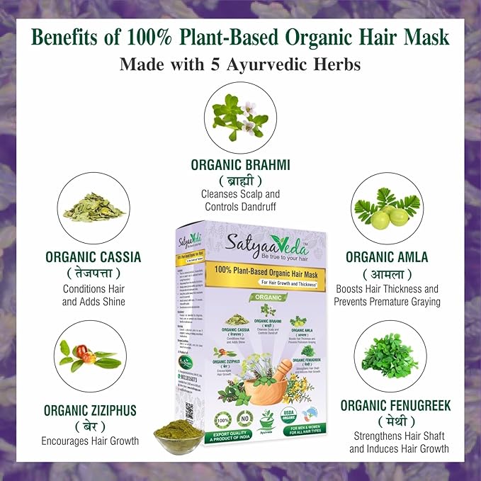 SatyaaVeda Herbal Hair Mask – Hair Strengthening & Hair Fall Control-100g