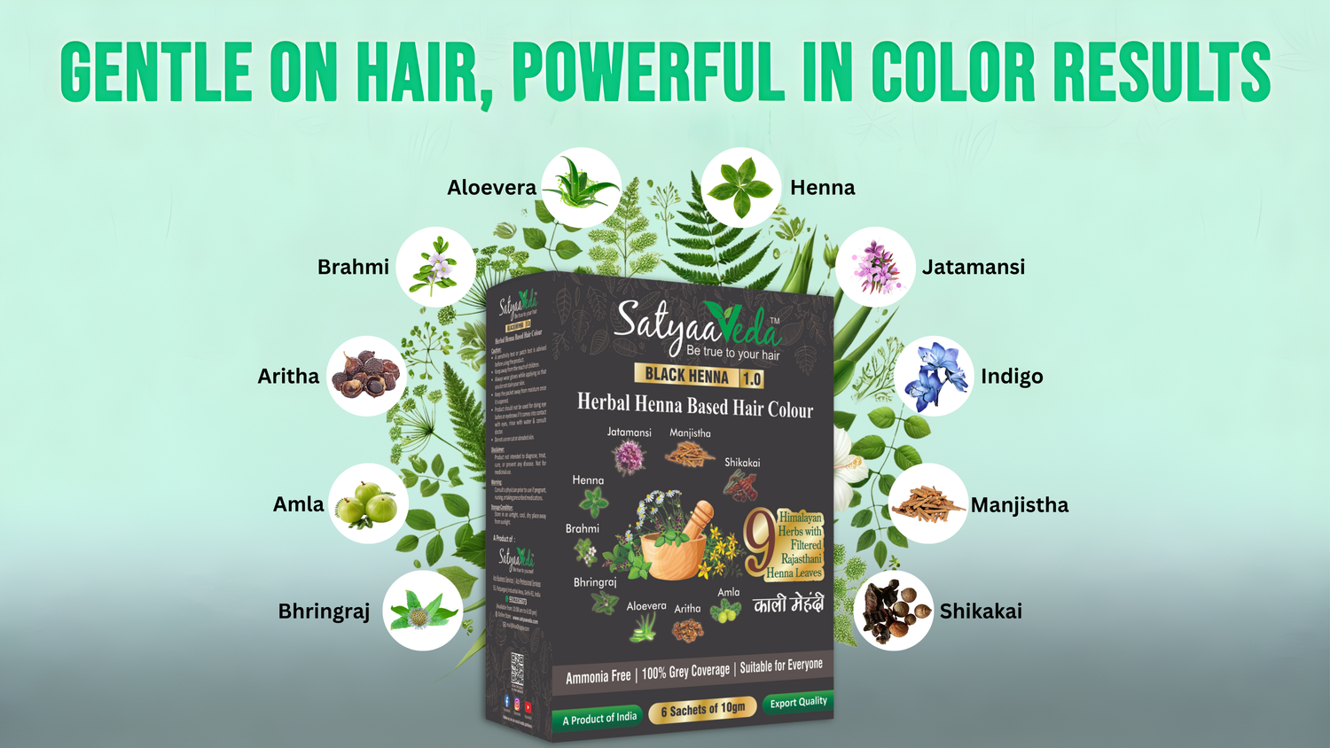SatyaaVeda Ammonia Free Herbal Hair Colour with 9 Ayurvedic Herbs