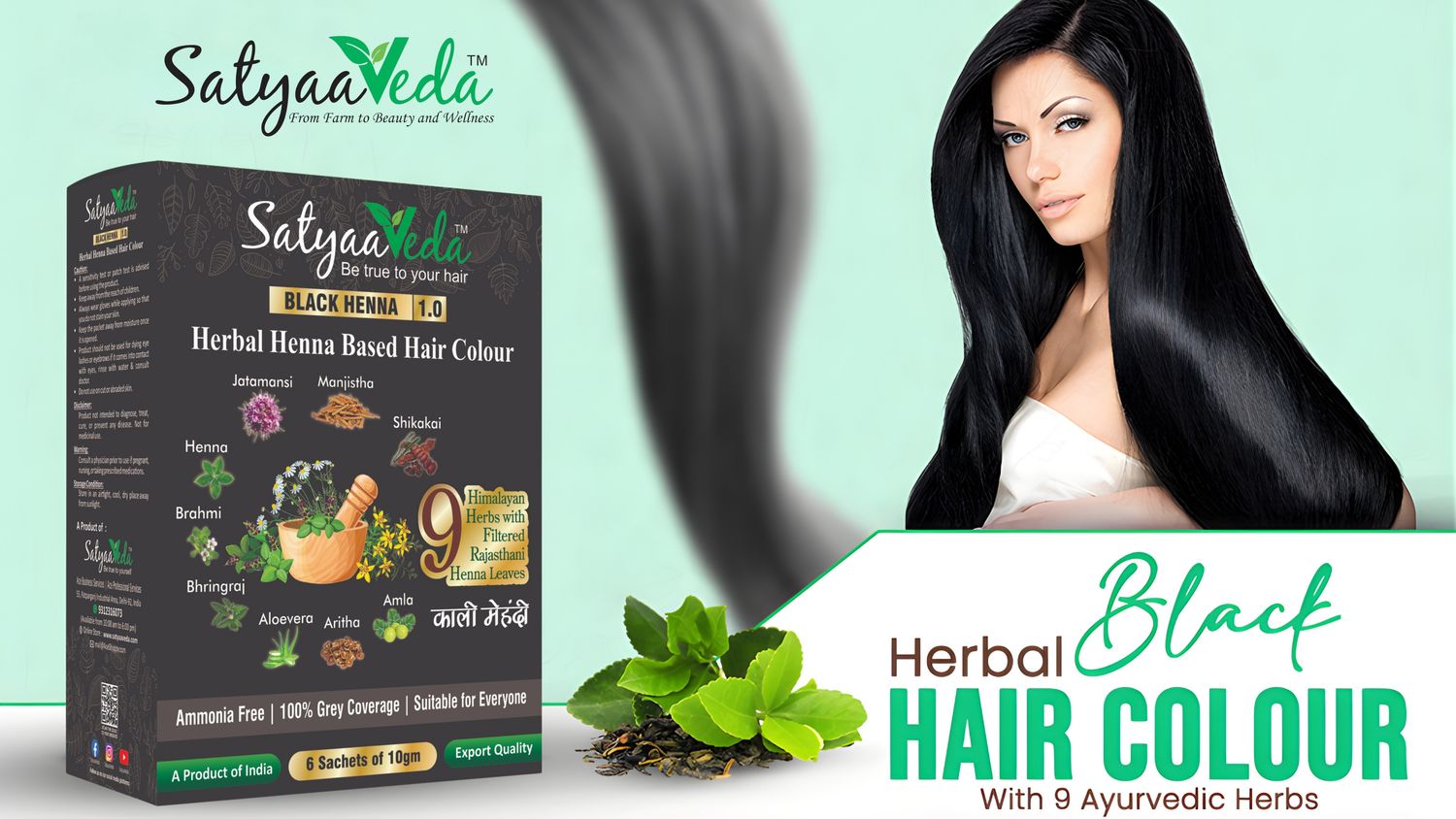 SatyaaVeda Ammonia Free Herbal Hair Colour with 9 Ayurvedic Herbs