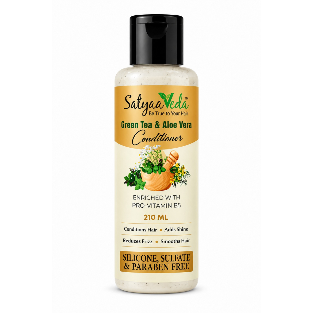 SatyaaVeda Green Tea & Aloe Vera Hair Conditioner | Frizz Control & Shine | 210 ml