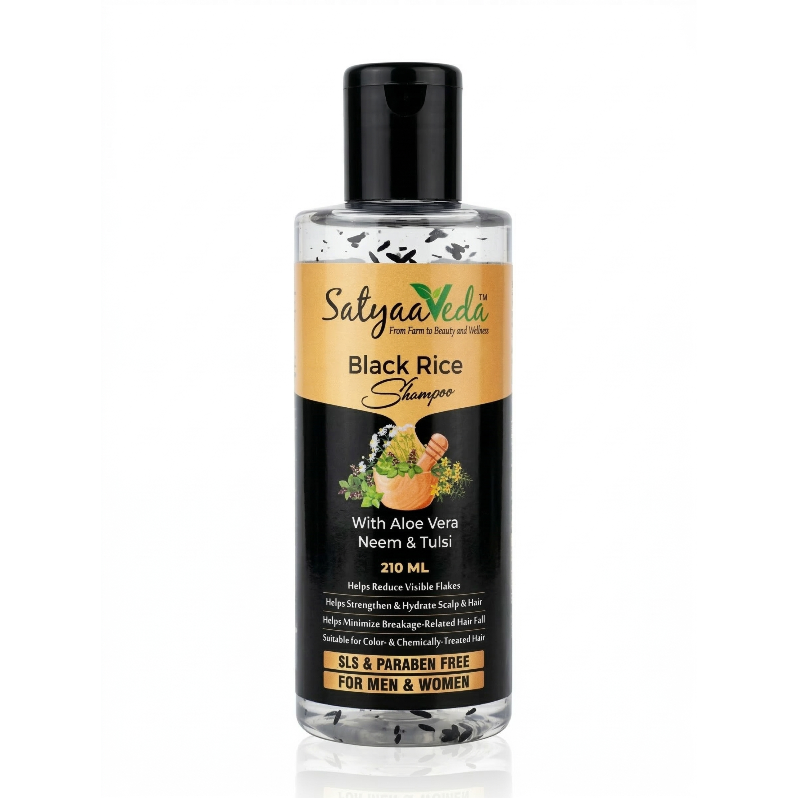SatyaaVeda SLS and Paraben Free Black Rice Shampoo with Aloe Vera Neem and Tulsi