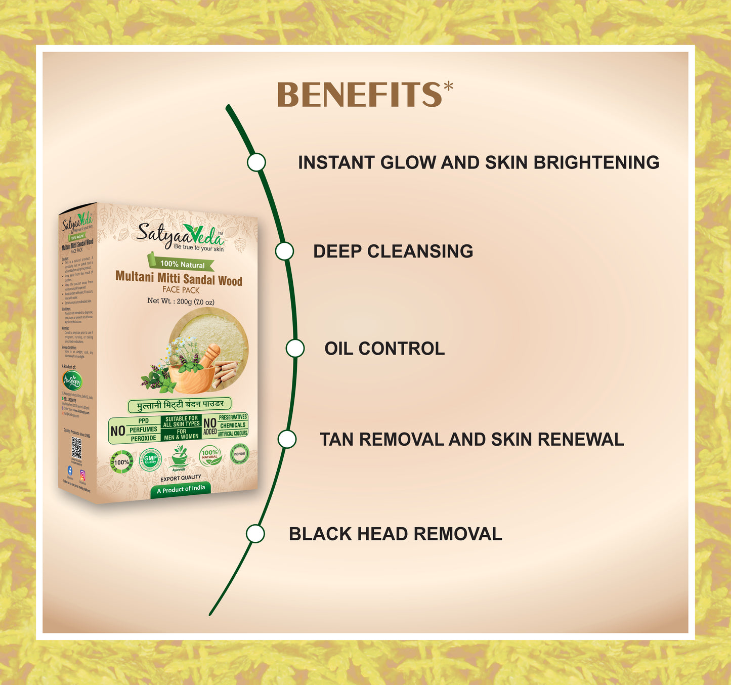 SatyaaVeda Multani Mitti & Sandalwood Face Pack – 200g