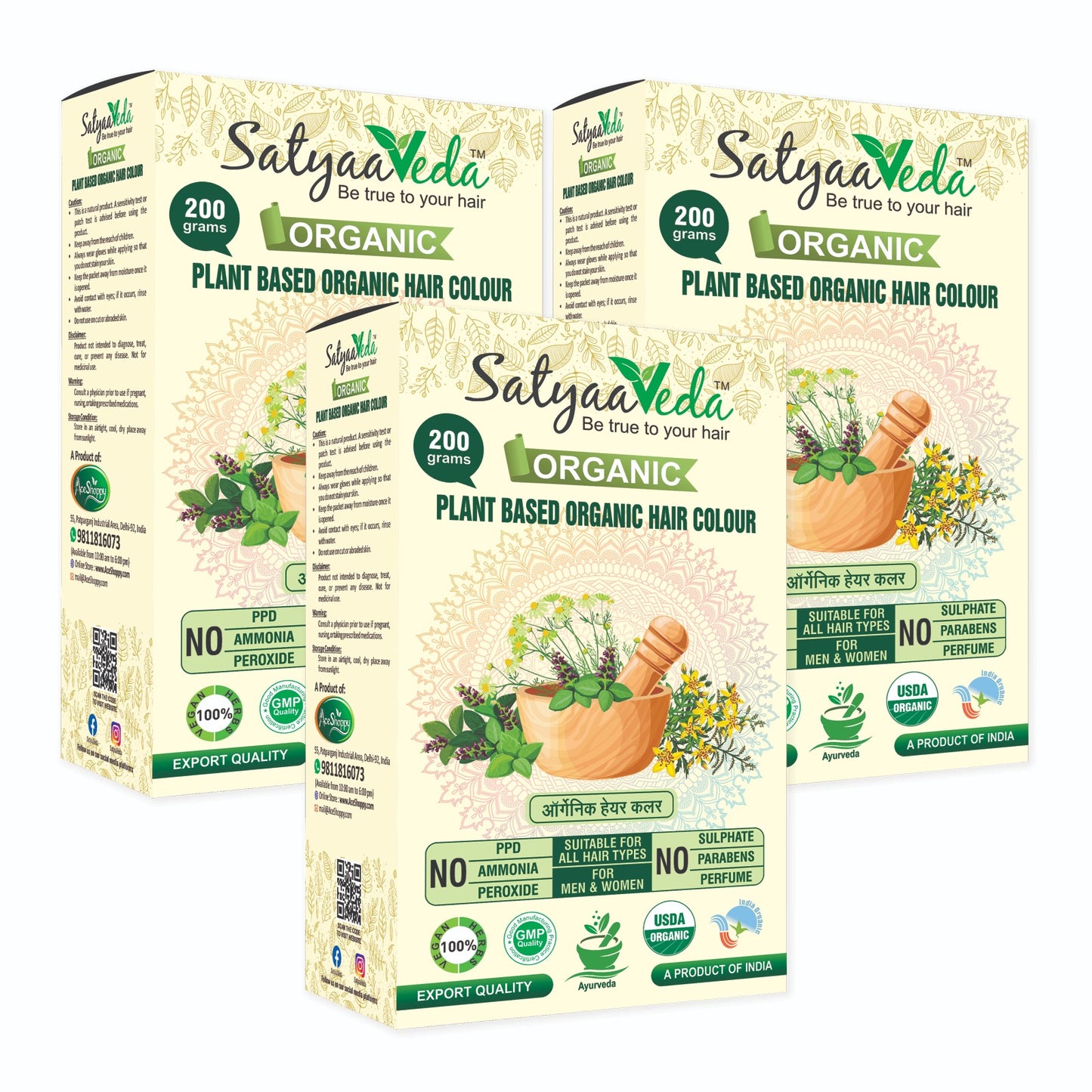 SatyaaVeda Plant Based Organic Hair Colour Made With Ayurvedic Herbs I For Women And Men