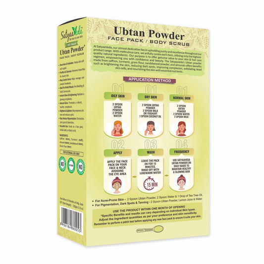 SatyaaVeda Herbal Ubtan Face & Body Pack | Chemical-Free Ayurvedic 200g