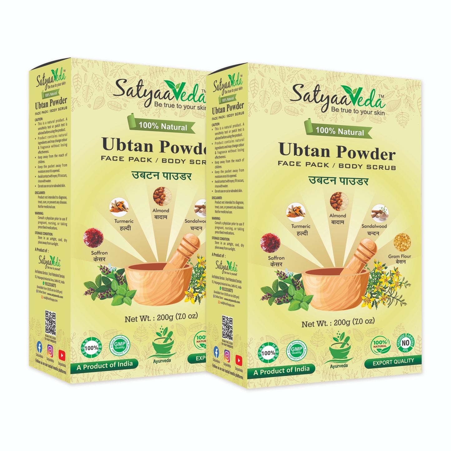 SatyaaVeda Herbal Ubtan Face & Body Pack | Chemical-Free Ayurvedic 200g