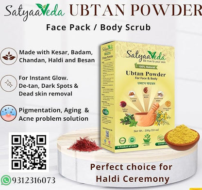 SatyaaVeda Herbal Ubtan Face & Body Pack | Chemical-Free Ayurvedic 200g