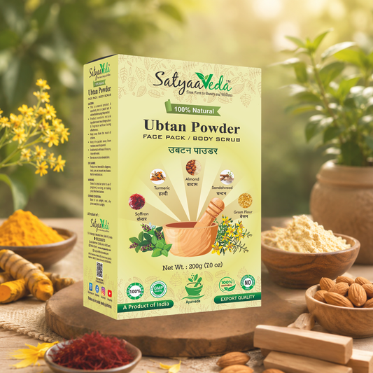 SatyaaVeda Ubtan Face Pack / Body Scrub  | De-Tan, Anti-Acne, Dark Spots Lightening, Instant Face Glow | Chemical-Free Natural Ayurvedic 200g