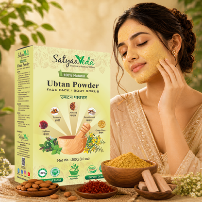 SatyaaVeda Ubtan Face Pack / Body Scrub  | De-Tan, Anti-Acne, Dark Spots Lightening, Instant Face Glow | Chemical-Free Natural Ayurvedic 200g