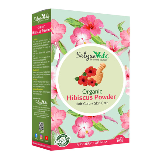 SatyaaVeda Organic Hibiscus Powder | Gudhal Ka Phool For Fuller-Looking Hair & Healthy-Looking Skin | No Chemicals & Preservatives | 100g